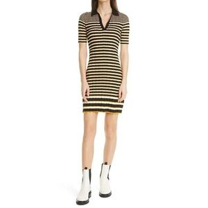 NWOT Theory Hudson Luxury Rib Striped Polo Collared Dress Size Small